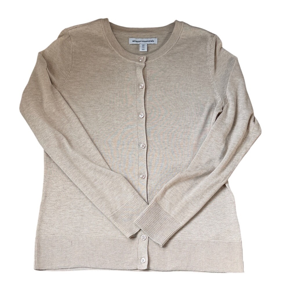 NWOT Amazon Essentials Women's Classic Beige Lightweight Cardigan Sweater Size M